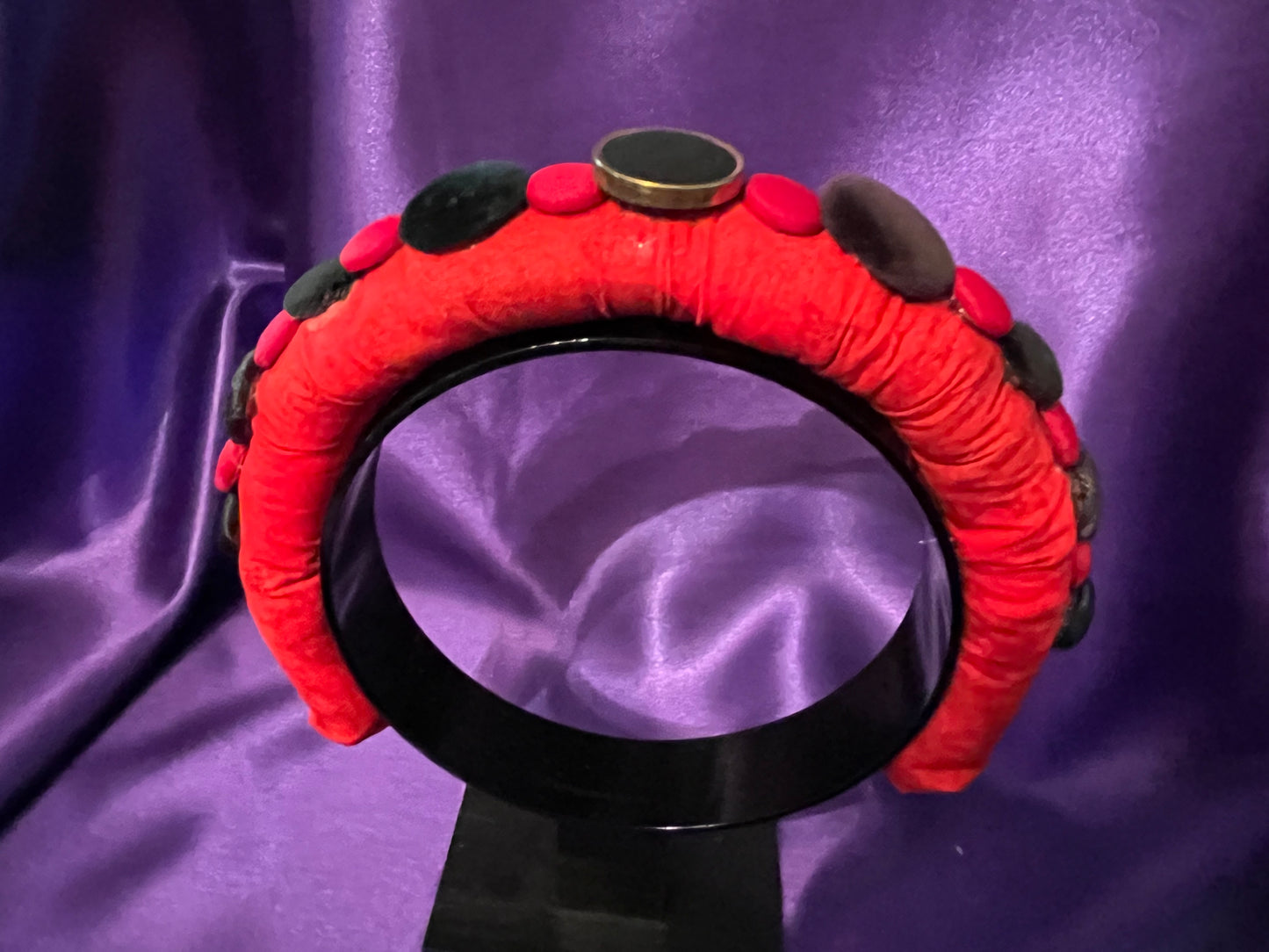 Red and Satin Button Headband